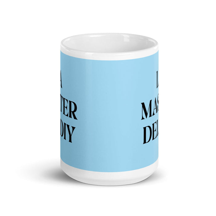 La Master Del Diy The Diy Master Funny Home Office Work Coffee Mug Mexican Spanish Pride Gift White Glossy Cup Sky Blue Card Mug