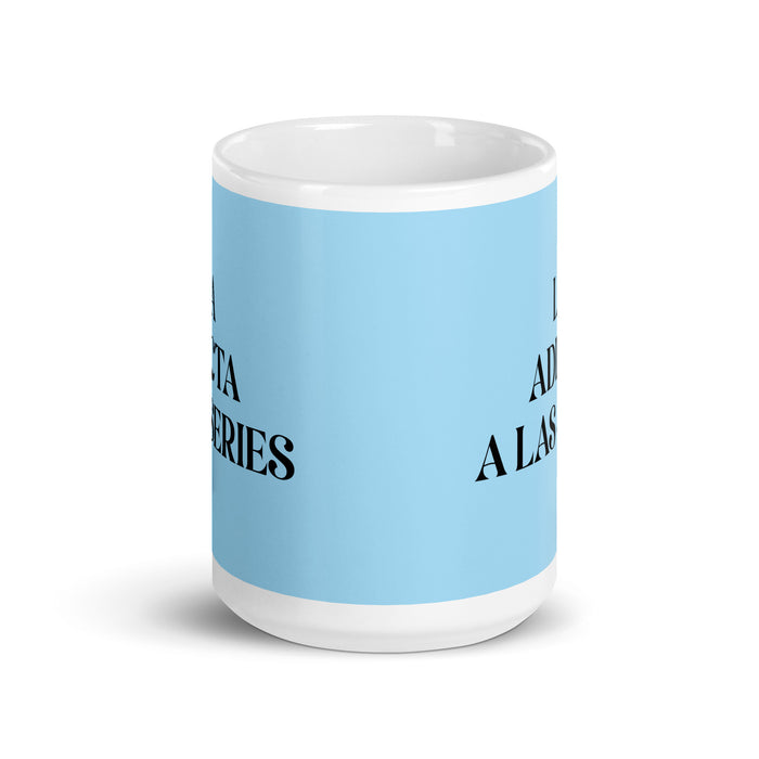 La Adicta A Las Series The Series Addict Funny Home Office Work Coffee Mug Mexican Spanish Pride Gift White Glossy Cup Sky Blue Card Mug