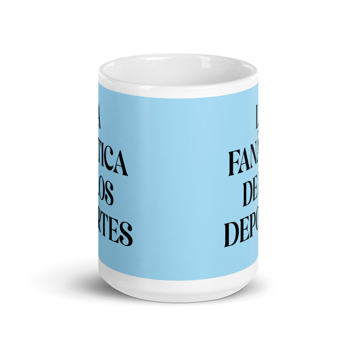 La Fanática De Los Deportes The Sports Fan Funny Home Office Work Coffee Mug Mexican Spanish Pride Gift White Glossy Cup Sky Blue Card Mug