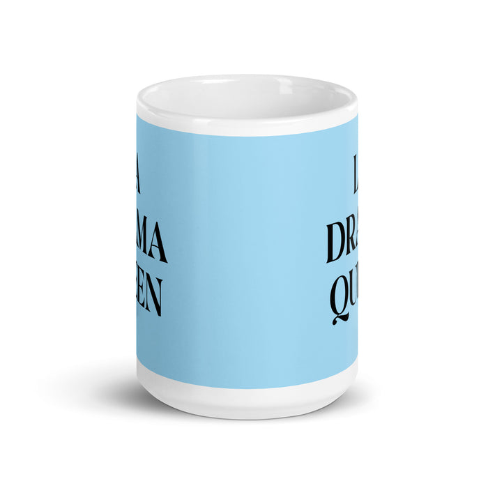 La Drama Queen The Drama Queen / The Drama King Funny Home Office Work Coffee Mug Mexican Spanish Pride Gift White Glossy Cup Sky Blue Card Mug