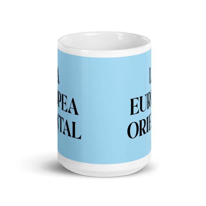 La Europea Oriental The Eastern European Funny Home Office Work Coffee Mug Mexican Spanish Pride Gift White Glossy Cup Sky Blue Card Mug