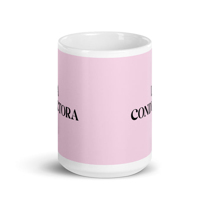 La Conductora The Driver Funny Home Office Work Coffee Mug Mexican Spanish Pride Gift White Glossy Cup Light Pink Card Mug