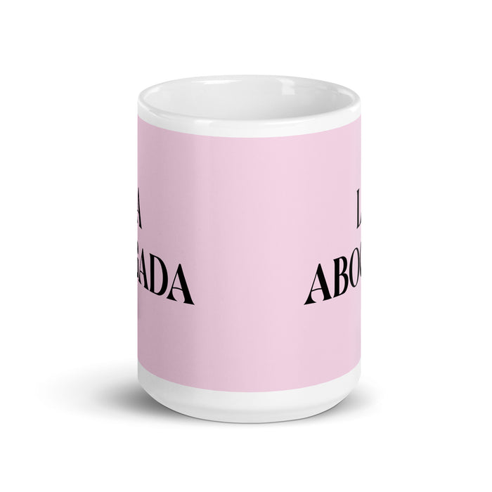 La Abogada The Lawyer Funny Home Office Work Coffee Mug Mexican Spanish Pride Gift White Glossy Cup Light Pink Card Mug