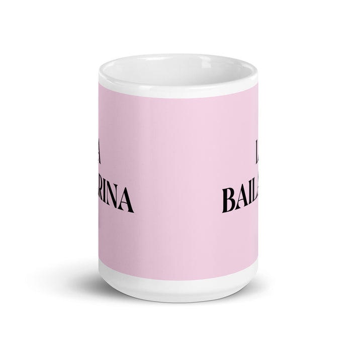 La Bailarina The Dancer Funny Home Office Work Coffee Mug Mexican Spanish Pride Gift White Glossy Cup Light Pink Card Mug