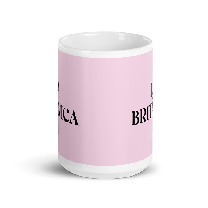 La Británica The British Funny Home Office Work Coffee Mug Mexican Spanish Pride Gift White Glossy Cup Light Pink Card Mug