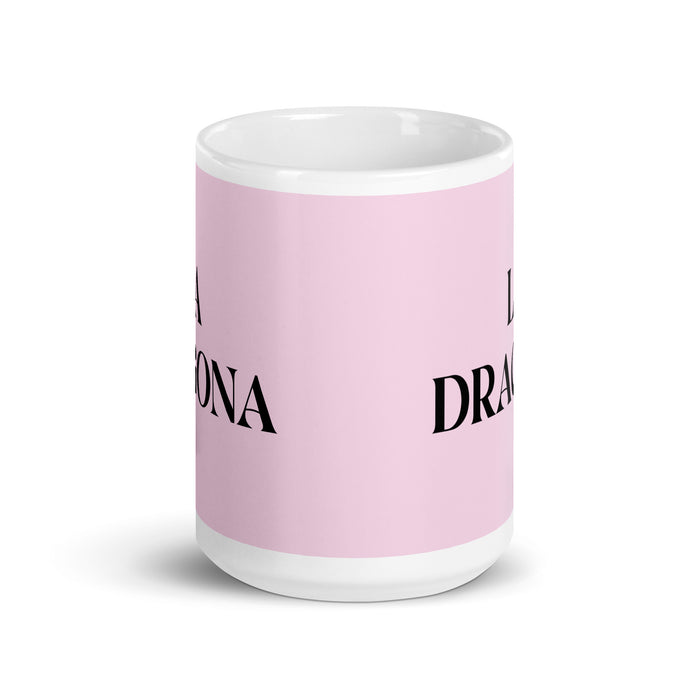 La Dragona The Dragon Funny Home Office Work Coffee Mug Mexican Spanish Pride Gift White Glossy Cup Light Pink Card Mug