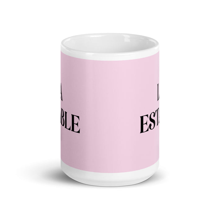 La Estable The Steady Funny Home Office Work Coffee Mug Mexican Spanish Pride Gift White Glossy Cup Light Pink Card Mug