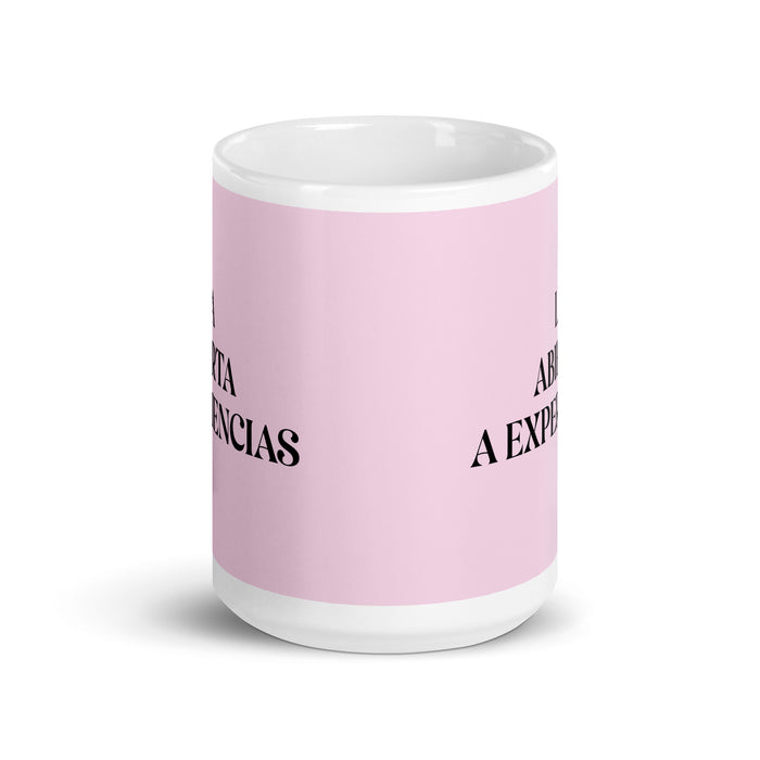 La Abierta A Experiencias The Open To Experiences Funny Home Office Work Coffee Mug Mexican Spanish Pride Gift White Glossy Cup Light Pink Card Mug