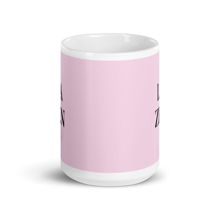 La Zen, der Zen-Praktiker, lustige Kaffeetasse für Zuhause, Büro, Arbeit, mexikanisches spanisches Pride-Geschenk, weiße glänzende Tasse, hellrosa Kartentasse