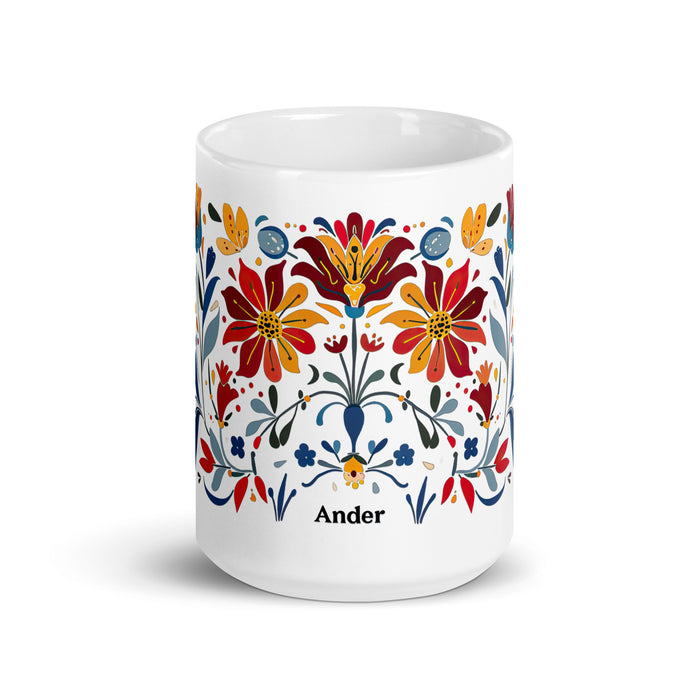 Ander Exclusive Name Art Piece Home Office Work Coffee Mug Mexican Spanish Pride Gift Cup One-Of-A-Kind Calligraphy White Glossy Mug | A5