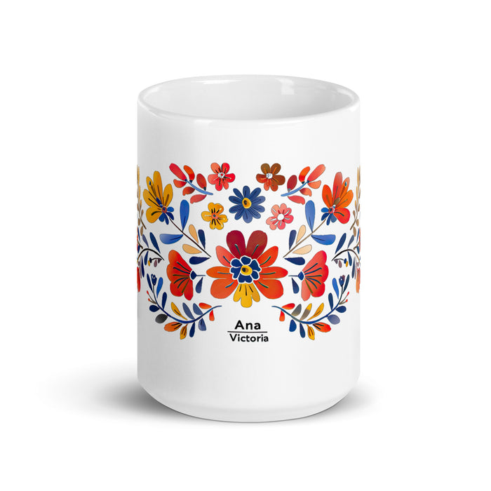 Ana Victoria Exclusive Name Art Piece Home Office Work Coffee Mug Mexican Spanish Pride Gift Cup One-Of-A-Kind Calligraphy White Glossy Mug | A4