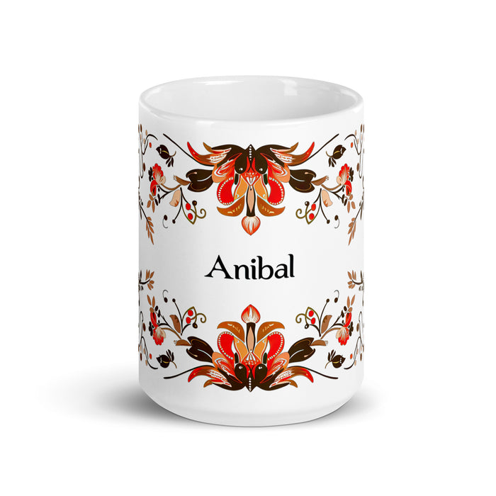 Aníbal – Exklusives Namenskunstwerk, Kaffeetasse für Zuhause, Büro, Arbeit, mexikanischer und spanischer Stolz, Geschenktasse, einzigartige Kalligraphie, weiß glänzend, A3