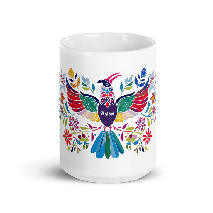 Taza de café exclusiva con nombre de Aníbal, para el hogar, la oficina, el trabajo, regalo de orgullo mexicano y español, taza blanca brillante con caligrafía única en su tipo | A4