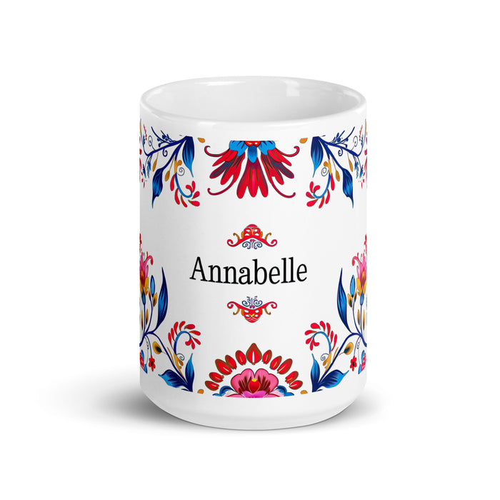 Annabelle – Exklusives Namenskunstwerk, Kaffeetasse für Zuhause, Büro, Arbeit, mexikanischer und spanischer Stolz, Geschenktasse, einzigartige Kalligraphie, weiß glänzende Tasse | A5