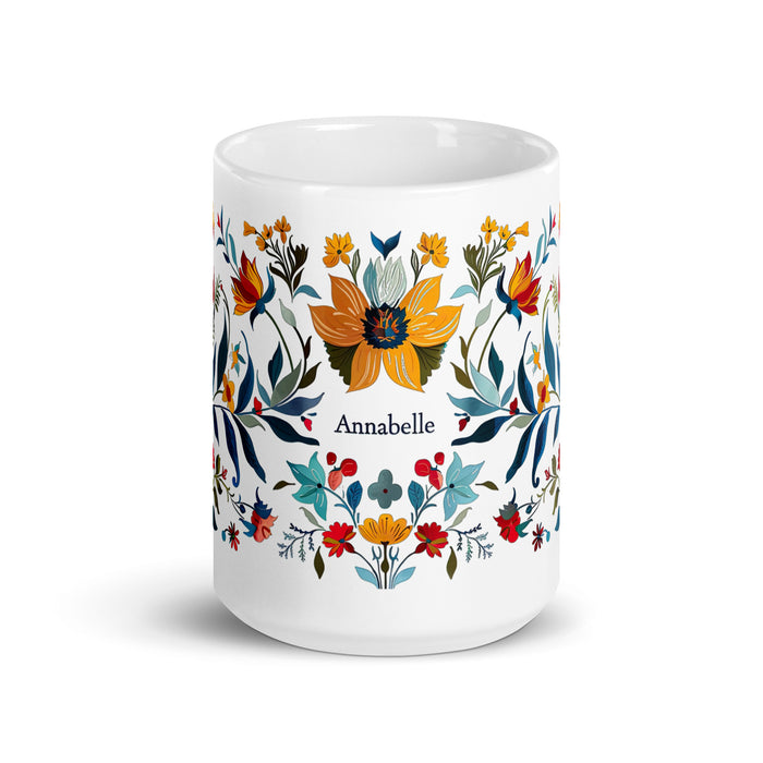 Tasse à café avec nom exclusif Annabelle, tasse à café pour le travail à domicile, la fierté mexicaine et espagnole, tasse à calligraphie unique, blanche et brillante | A8