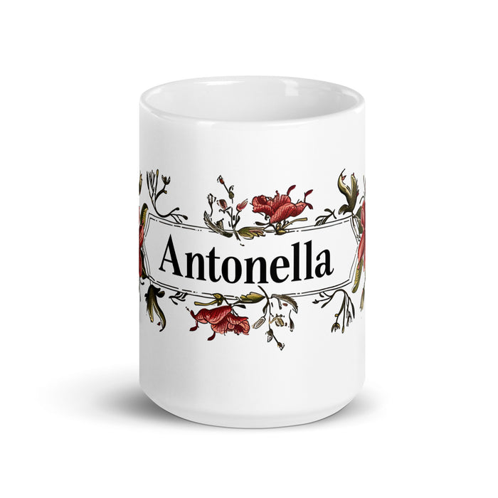 Antonella Exclusive Name Art Piece Home Office Lavoro Tazza da caffè Tazza regalo orgoglio spagnolo messicano Tazza unica nel suo genere Calligrafia Tazza bianca lucida | A7