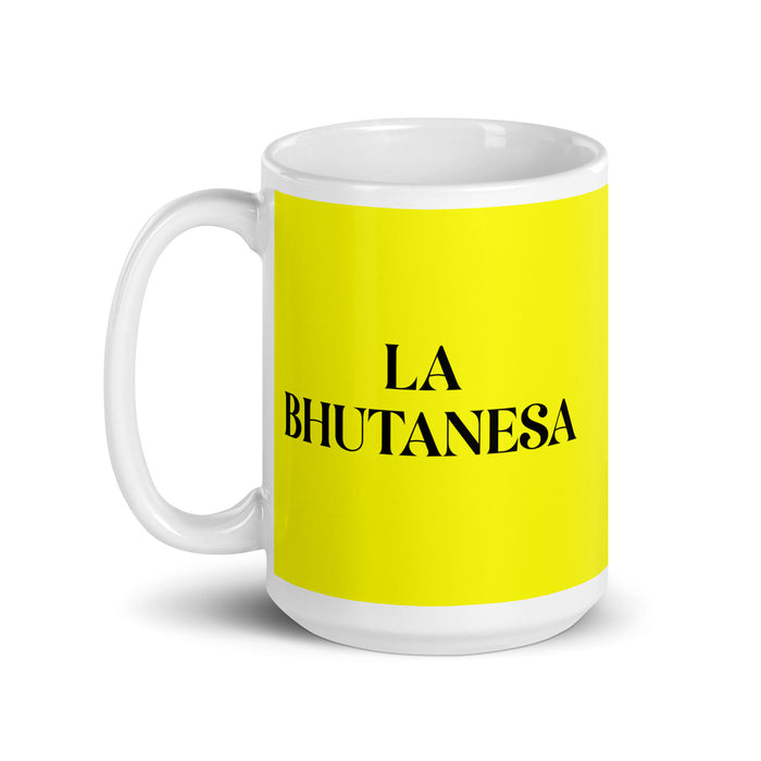 La Bhutanesa The Bhutanese Funny Home Office Work Coffee Mug Mexican Spanish Pride Gift White Glossy Cup Yellow Card Mug