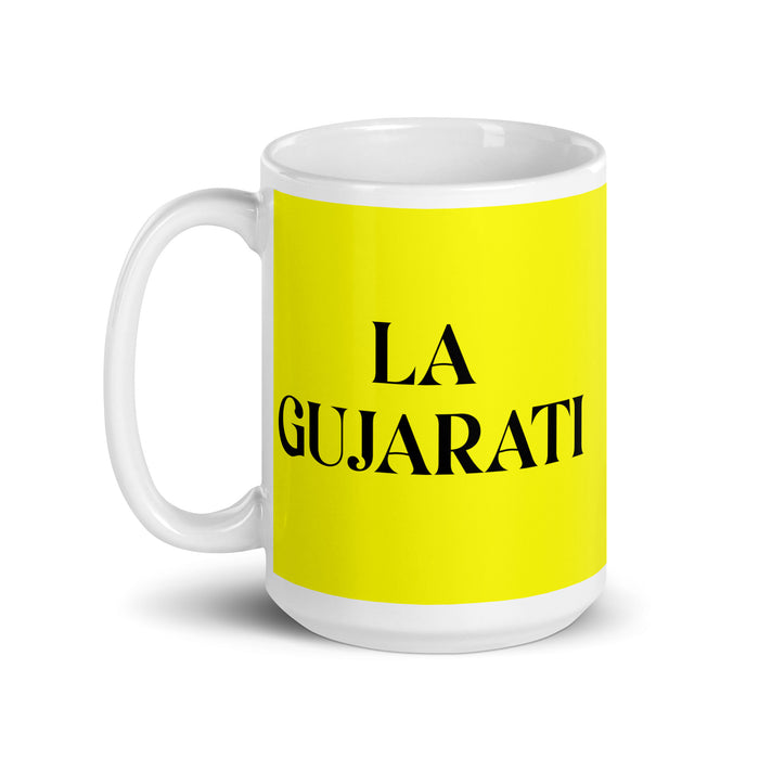 La Gujarati The Gujarati Funny Home Office Work Coffee Mug Mexican Spanish Pride Gift White Glossy Cup Yellow Card Mug