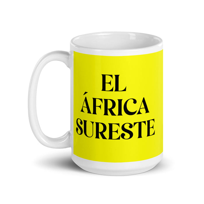 El África Sureste The Southeast African Funny Home Office Work Coffee Mug Mexican Spanish Pride Gift White Glossy Cup Yellow Card Mug