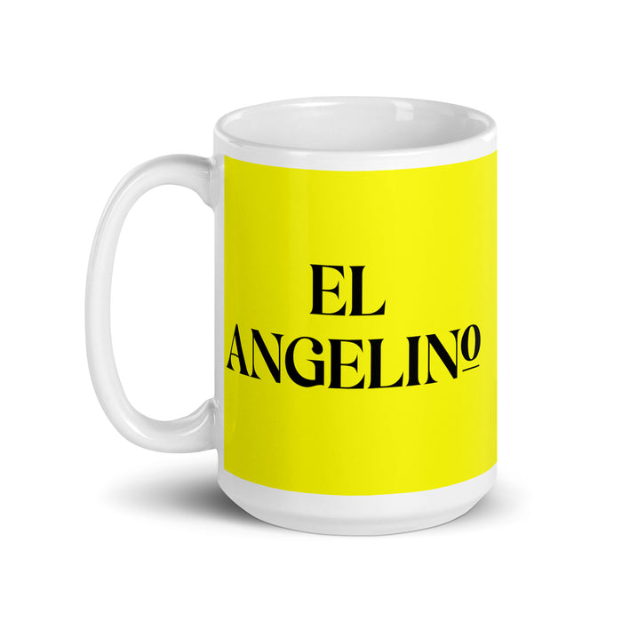 El Angelino The Los Angeles Resident Funny Home Office Work Coffee Mug Mexican Spanish Pride Gift White Glossy Cup Yellow Card Mug