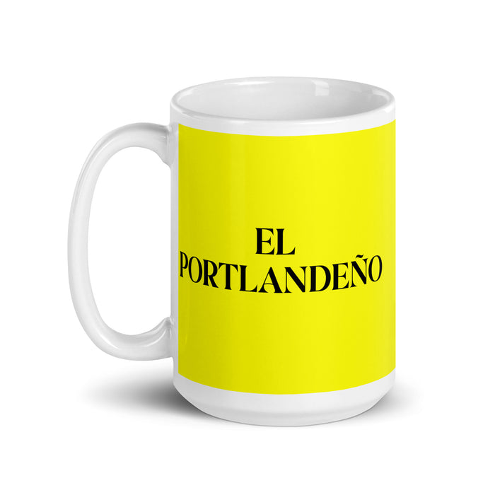 El Portlandeño The Portland Resident Funny Home Office Work Coffee Mug Mexican Spanish Pride Gift White Glossy Cup Yellow Card Mug