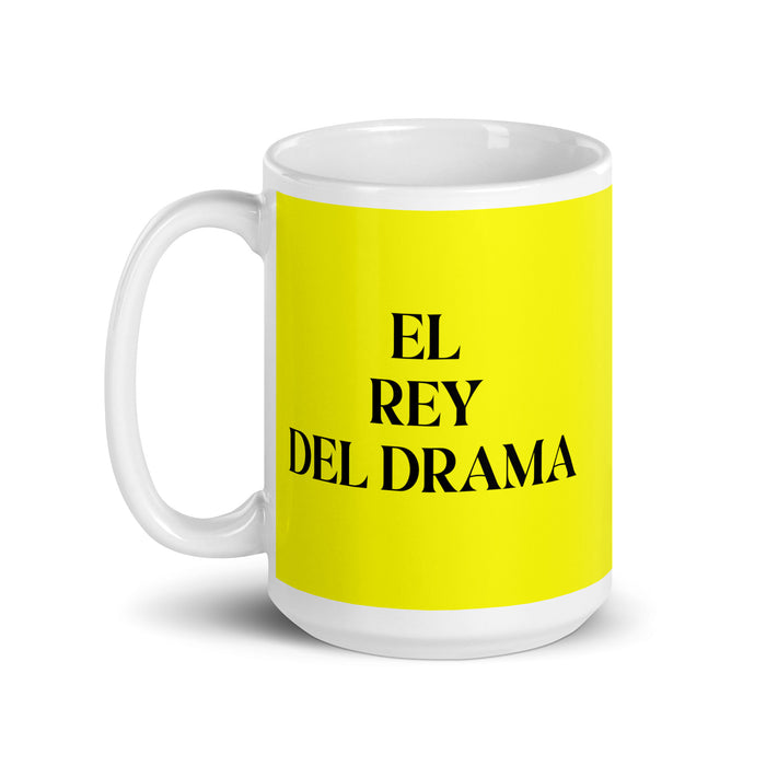 El Rey Del Drama The Drama Queen / The Drama King Funny Home Office Work Coffee Mug Mexican Spanish Pride Gift White Glossy Cup Yellow Card Mug