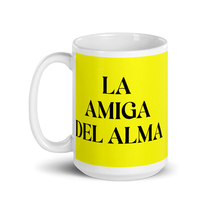 La Amiga Del Alma The Soulmate Friend Funny Home Office Work Coffee Mug Mexican Spanish Pride Gift White Glossy Cup Yellow Card Mug