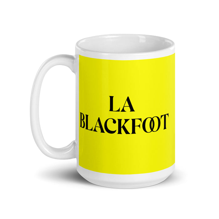 La Blackfoot The Blackfoot Funny Home Office Work Coffee Mug Mexican Spanish Pride Gift White Glossy Cup Yellow Card Mug