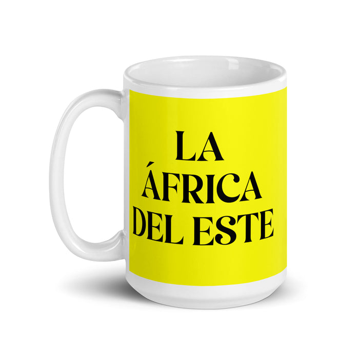 La África Del Este The East African Funny Home Office Work Coffee Mug Mexican Spanish Pride Gift White Glossy Cup Yellow Card Mug