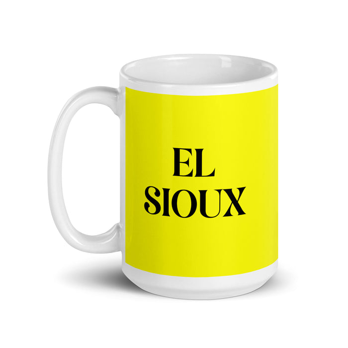 El Sioux The Sioux Funny Home Office Work Coffee Mug Mexican Spanish Pride Gift White Glossy Cup Yellow Card Mug