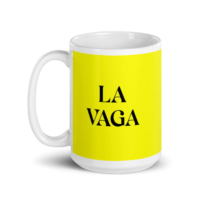 La Vaga La Perezosa Divertida Taza de Café para Trabajo en Casa Oficina Regalo Orgullo Español Mexicano Taza Blanca Brillante Taza de Tarjeta Amarilla