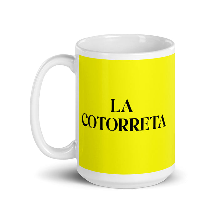 La Cotorreta The Talkative One Funny Home Office Work Coffee Mug Mexican Spanish Pride Gift White Glossy Cup Yellow Card Mug