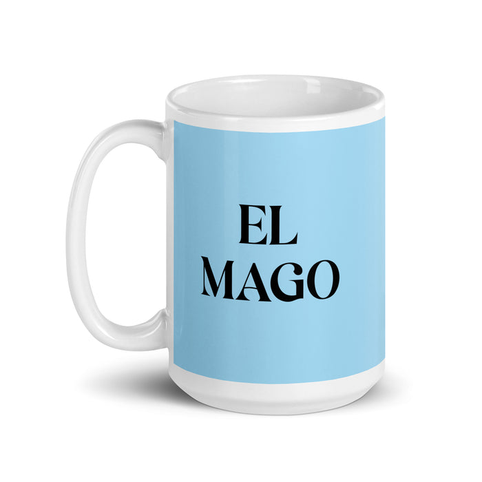 El Mago The Magician Funny Home Office Work Coffee Mug Mexican Spanish Pride Gift White Glossy Cup Sky Blue Card Mug