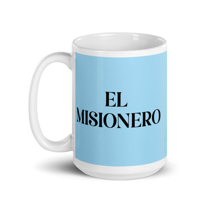 El Misionero The Missionary Funny Home Office Work Coffee Mug Mexican Spanish Pride Gift White Glossy Cup Sky Blue Card Mug