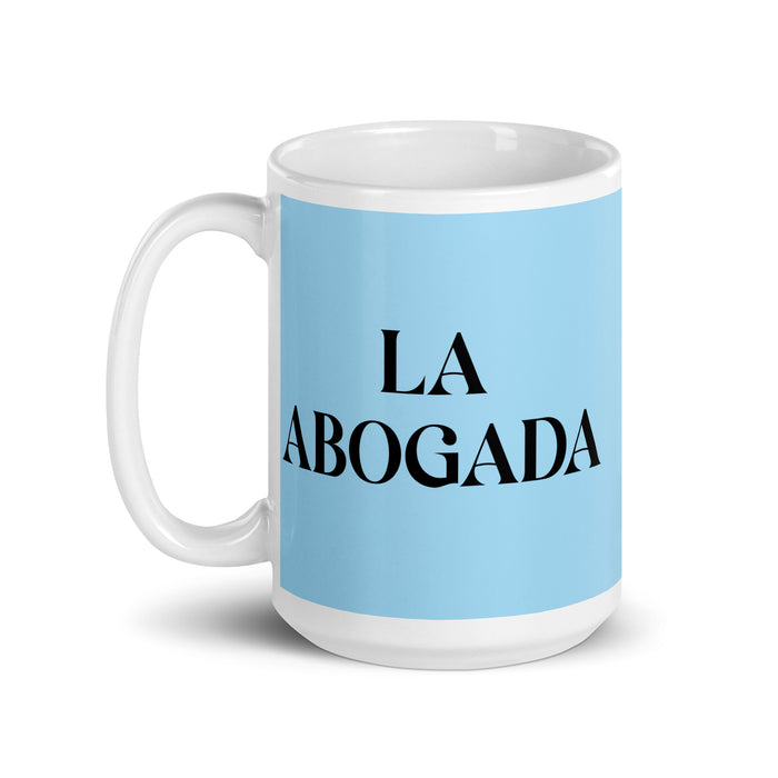 La Abogada The Lawyer Funny Home Office Work Coffee Mug Mexican Spanish Pride Gift White Glossy Cup Sky Blue Card Mug