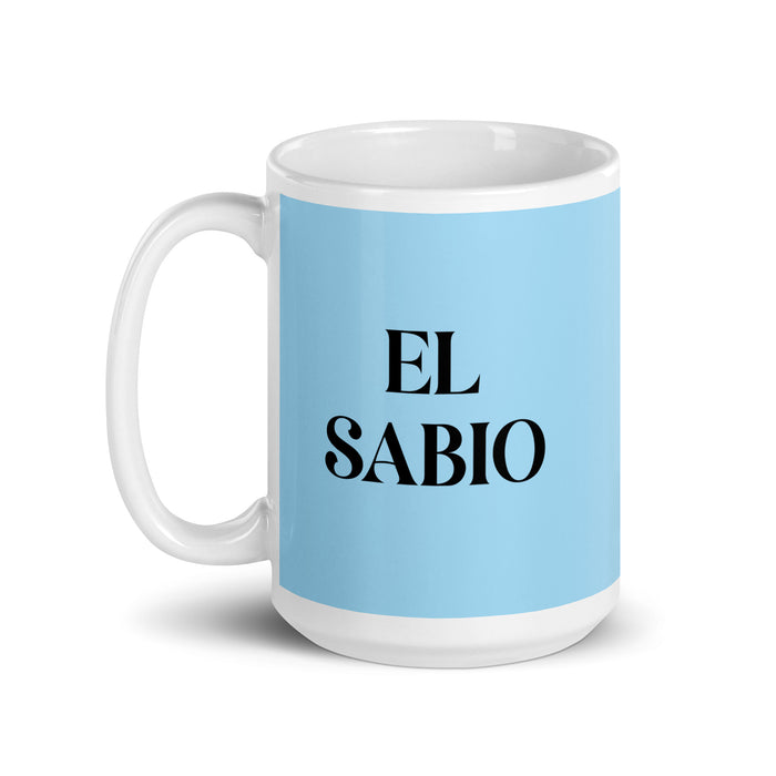 El Sabio The Wise One Funny Home Office Work Coffee Mug Mexican Spanish Pride Gift White Glossy Cup Sky Blue Card Mug