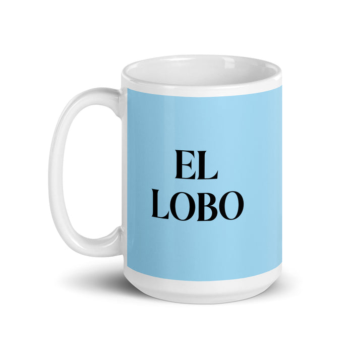 El Lobo The Wolf Funny Home Office Work Coffee Mug Mexican Spanish Pride Gift White Glossy Cup Sky Blue Card Mug