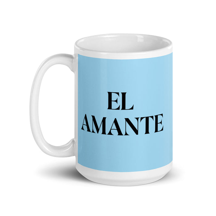 El Amante The Lover Funny Home Office Work Coffee Mug Mexican Spanish Pride Gift White Glossy Cup Sky Blue Card Mug