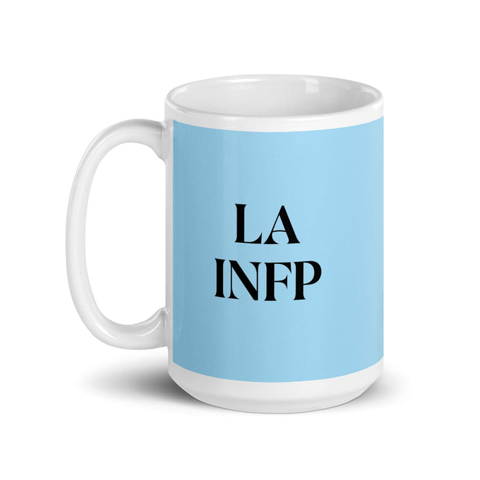 La INFP The Mediator MBTI Personality Funny Home Office Work Coffee Mug Mexican Spanish Pride Gift White Glossy Cup Sky Blue Card Mug