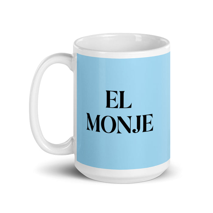 El Monje The Monk Funny Home Office Work Coffee Mug Mexican Spanish Pride Gift White Glossy Cup Sky Blue Card Mug