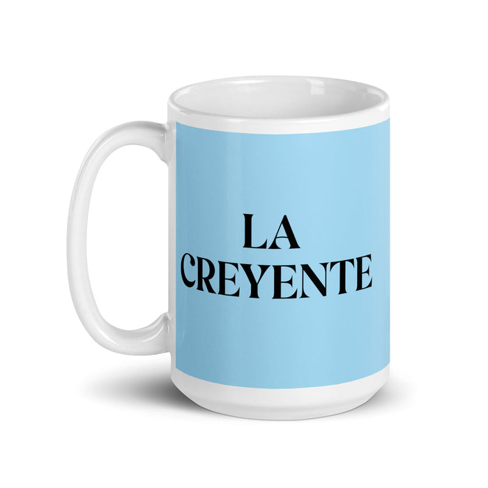 La Creyente The Believer Funny Home Office Work Coffee Mug Mexican Spanish Pride Gift White Glossy Cup Sky Blue Card Mug