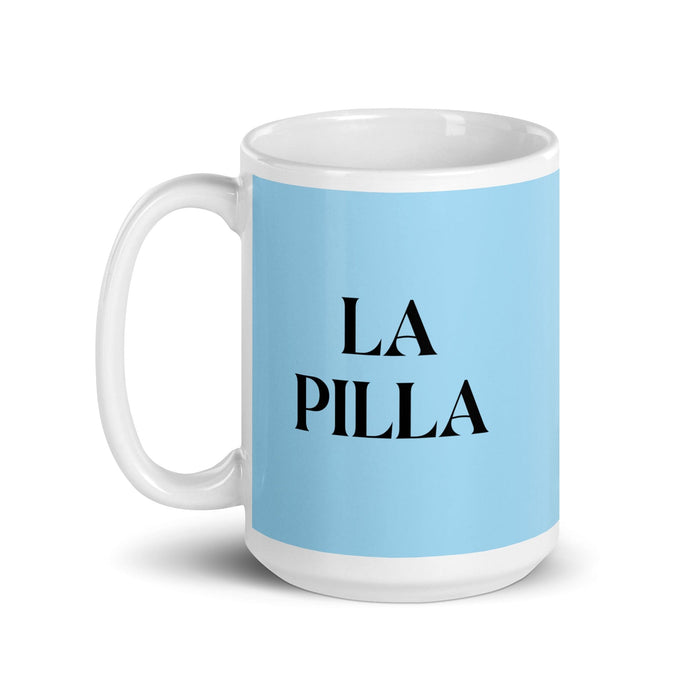 La Pilla The Rascal Funny Home Office Work Coffee Mug Mexican Spanish Pride Gift White Glossy Cup Sky Blue Card Mug