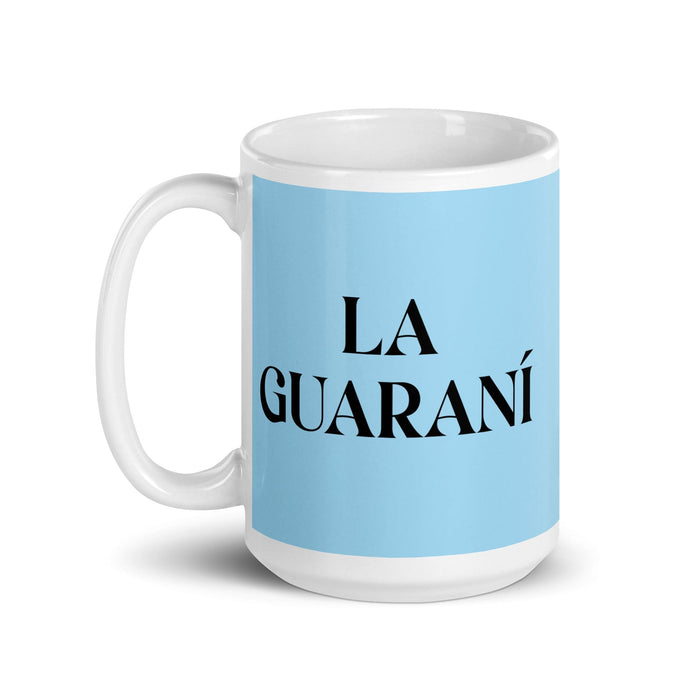 La Guaraní The Guarani Funny Home Office Work Coffee Mug Mexican Spanish Pride Gift White Glossy Cup Sky Blue Card Mug