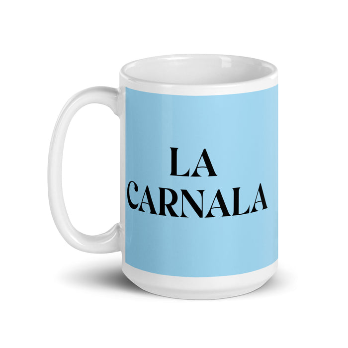 La Carnala The Sibling (Buddy) Funny Home Office Work Coffee Mug Mexican Spanish Pride Gift White Glossy Cup Sky Blue Card Mug