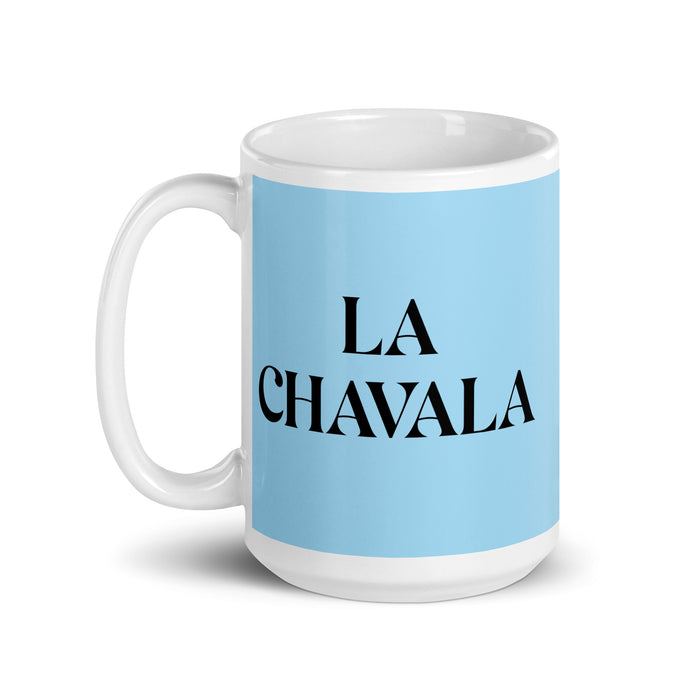 La Chavala The Kid Funny Home Office Work Coffee Mug Mexican Spanish Pride Gift White Glossy Cup Sky Blue Card Mug