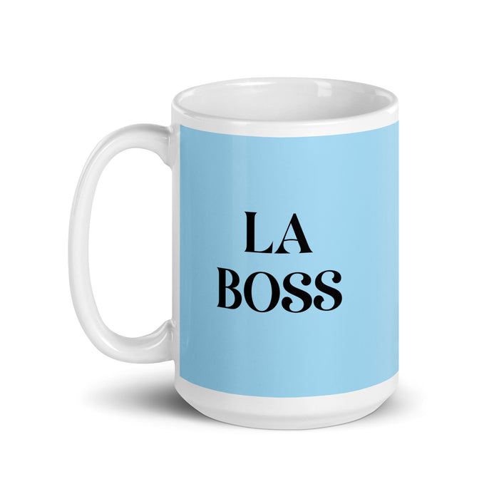 La Boss The Boss Funny Home Office Work Coffee Mug Mexican Spanish Pride Gift White Glossy Cup Sky Blue Card Mug