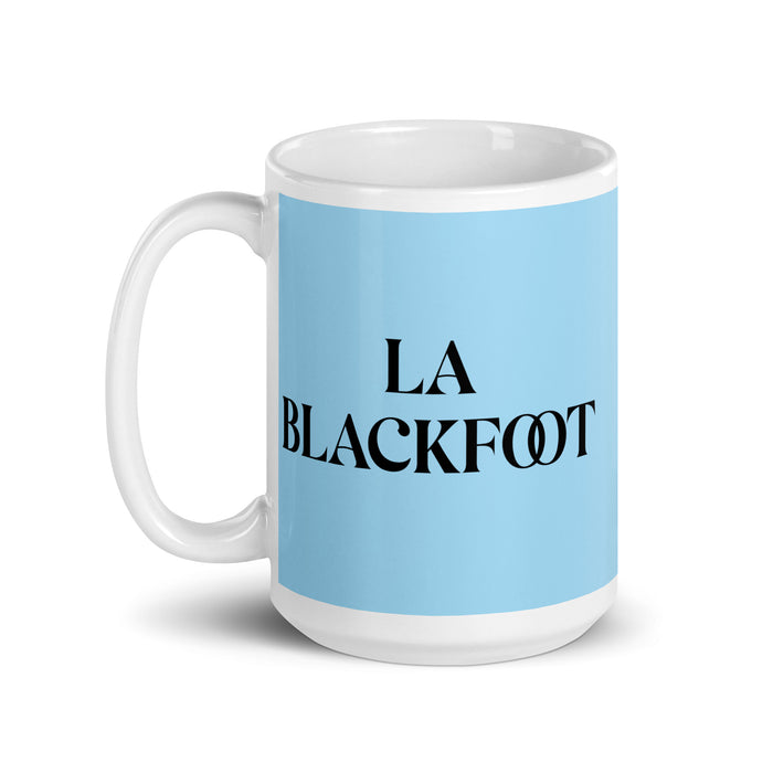 La Blackfoot The Blackfoot Funny Home Office Work Coffee Mug Mexican Spanish Pride Gift White Glossy Cup Sky Blue Card Mug