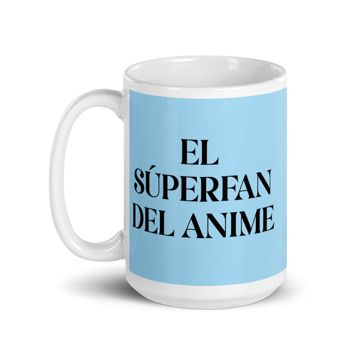 Le Super Fan de l'Anime Le Super Fan de l'Anime Drôle Maison Bureau Travail Tasse à Café Mexicain Espagnol Fierté Cadeau Blanc Brillant Tasse Carte Bleu Ciel Tasse