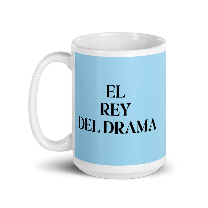 El Rey Del Drama The Drama Queen / The Drama King Funny Home Office Work Coffee Mug Mexican Spanish Pride Gift White Glossy Cup Sky Blue Card Mug