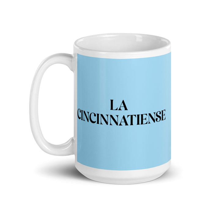 La Cincinnatiense The Cincinnati Resident Funny Home Office Work Coffee Mug Mexican Spanish Pride Gift White Glossy Cup Sky Blue Card Mug